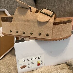 BAMBOO Tan Platform Sandals